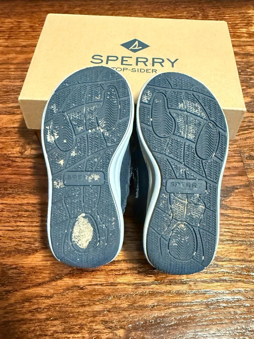Sperry Toddler Boys Navy Blue Boat Shoes with Patterned Laces